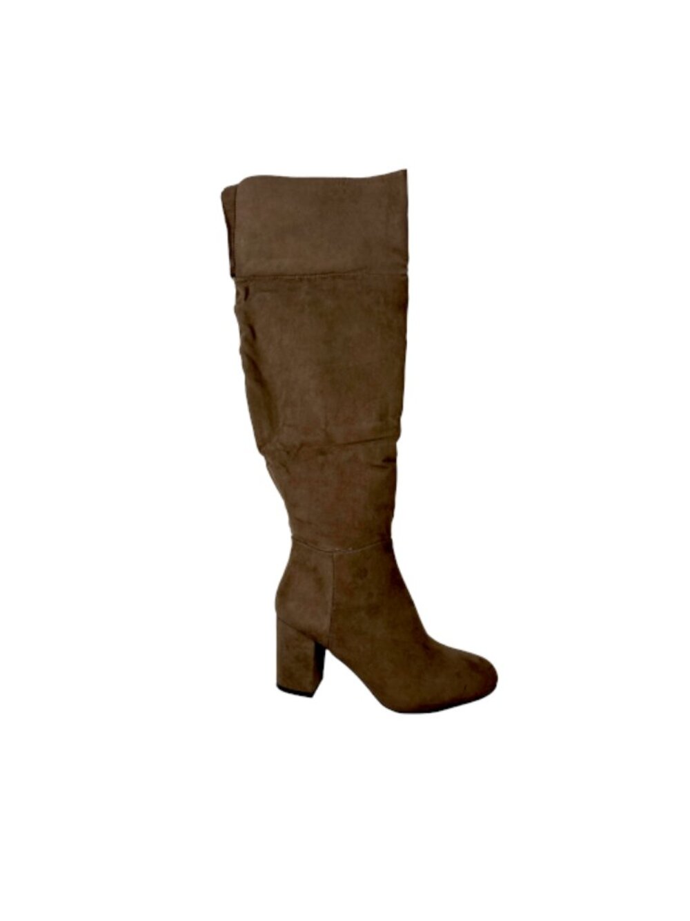 Bamboo Thirst-17M Women's Taupe faux Su Knee High Block Heel Boots